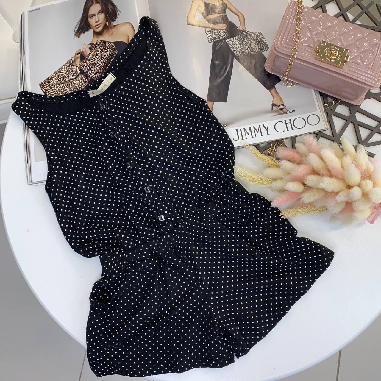 Комбінезон для дівчинки літній у горох Чорний , Escaloel girl, Чорний, Для дівчаток, Літо, 98, фото 1