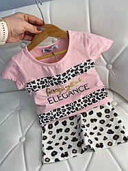 Костюм 2-ка футболка, принт леопард 21616 Wanex, Рожевий, Дівчинка, Літо, 104 см 110 см