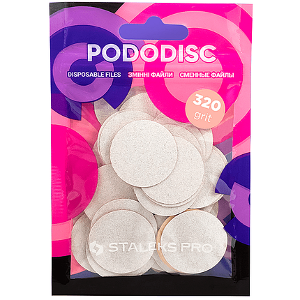 Змінні файли для педикюрного диска Pododisc Staleks Pro L 320 гритів 50 шт., білі, фото 1