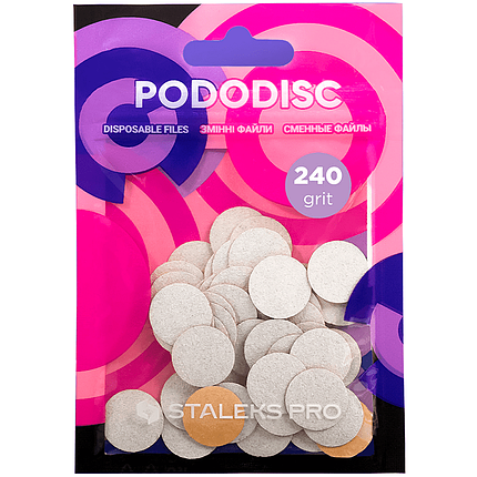 Змінні файли для педикюрного диска Pododisc Staleks Pro S 240 гритів 50 шт., білі, фото 1