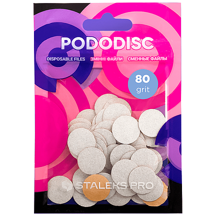 Змінні файли для педикюрного диска Pododisc Staleks Pro S 80 гритів 50 шт., білі, фото 1