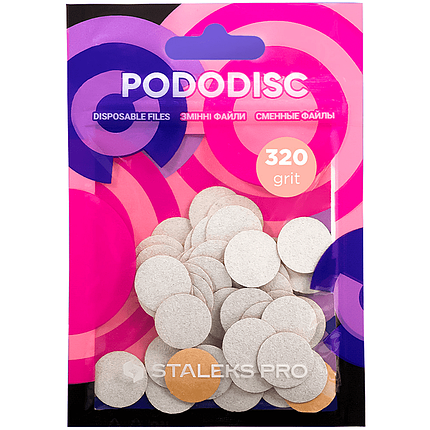 Змінні файли для педикюрного диска Pododisc Staleks Pro S 320 гритів 50 шт., білі, фото 1