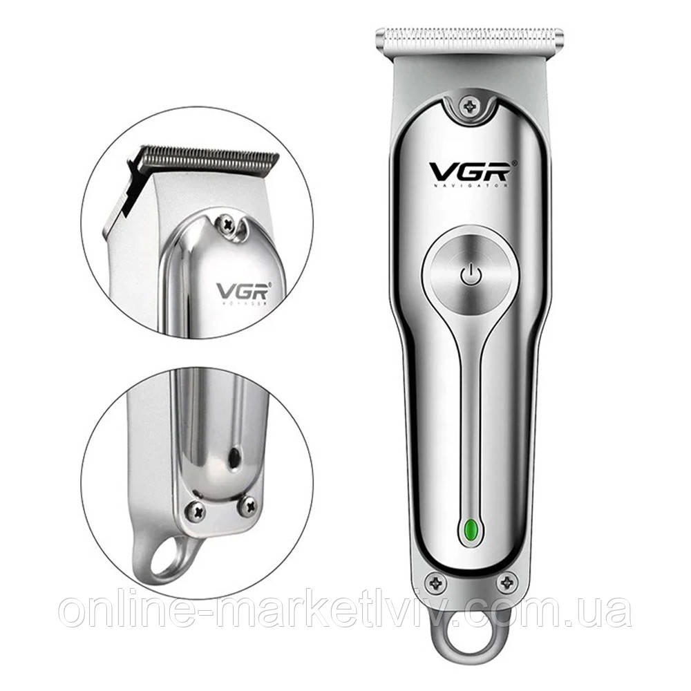 Професійна машинка для стрижки, з USB, акумуляторна, VGR V-071 / Бездротовий триммер для волосся та бороди