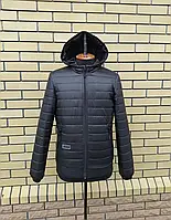 Мужская весенняя куртка демисезонная стеганная курточка больших размеров. Черная р-50-56