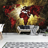 Фотообои на кухню 460x300 см Современная красная карта мира и желтый свет (10424P12)+клей