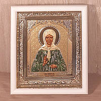 Ікона Матрона свята блаженна,
лик 10х12 см, у білому прямому дерев'яному кіоті