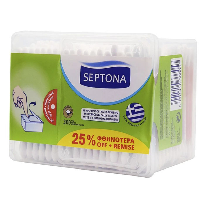 Ватні палички Septona з диспенсером 300 шт