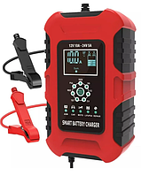 Импульсное зарядное устройство FOXSUR для автомобильного аккумулятора 12-24 вольт 10A умная зарядка