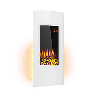 Klarstein Lamington Electric Fireplace 2000 W LED Flames Fan Heater Timer Ambient Light White (Германия,