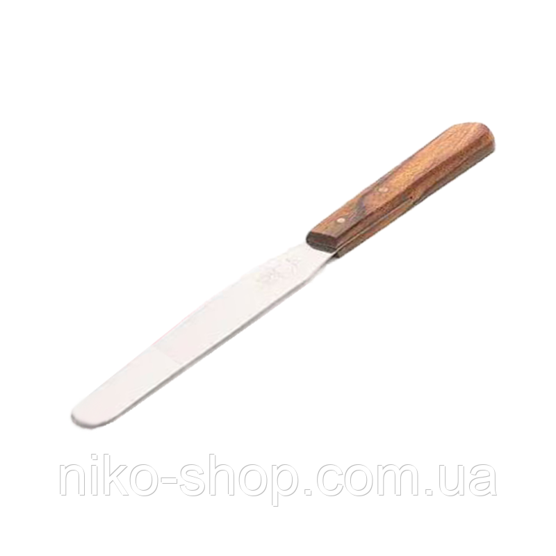 Шпатель металевий з дерев'яною ручкою для депіляції, шугарінга