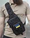 Чорна чоловіча тактична сумка через плече STORMBAG із тканини А, фото 5