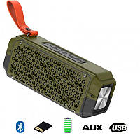 Беспроводная Bluetooth колонка Hopestar P17 Green, FM+AUX+PowerBank / Портативная акустика / Мощная колонка