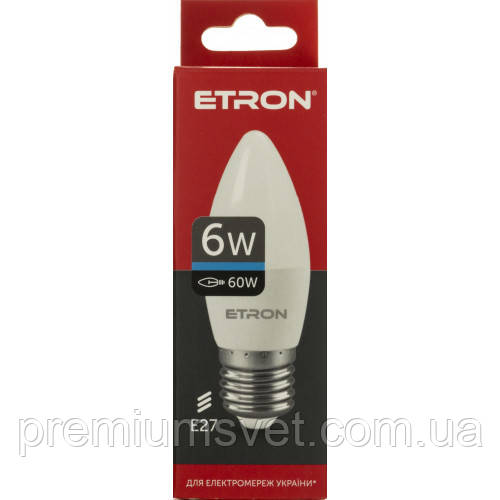 Лампа св/діод ETRON Light Pover C37 6W 6500 K E27 (1-ELP-095)