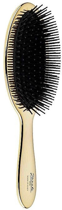 Щітка для волосся з натуральною щетиною Janeke розмір L золота, фото 1