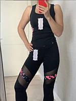 Спортивний костюм жіночий для фітнесу, комплект топ майка+лосини S/M р