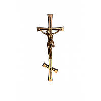 Крест латунный с распятием православный для памятника 20 см (цвет бронза)