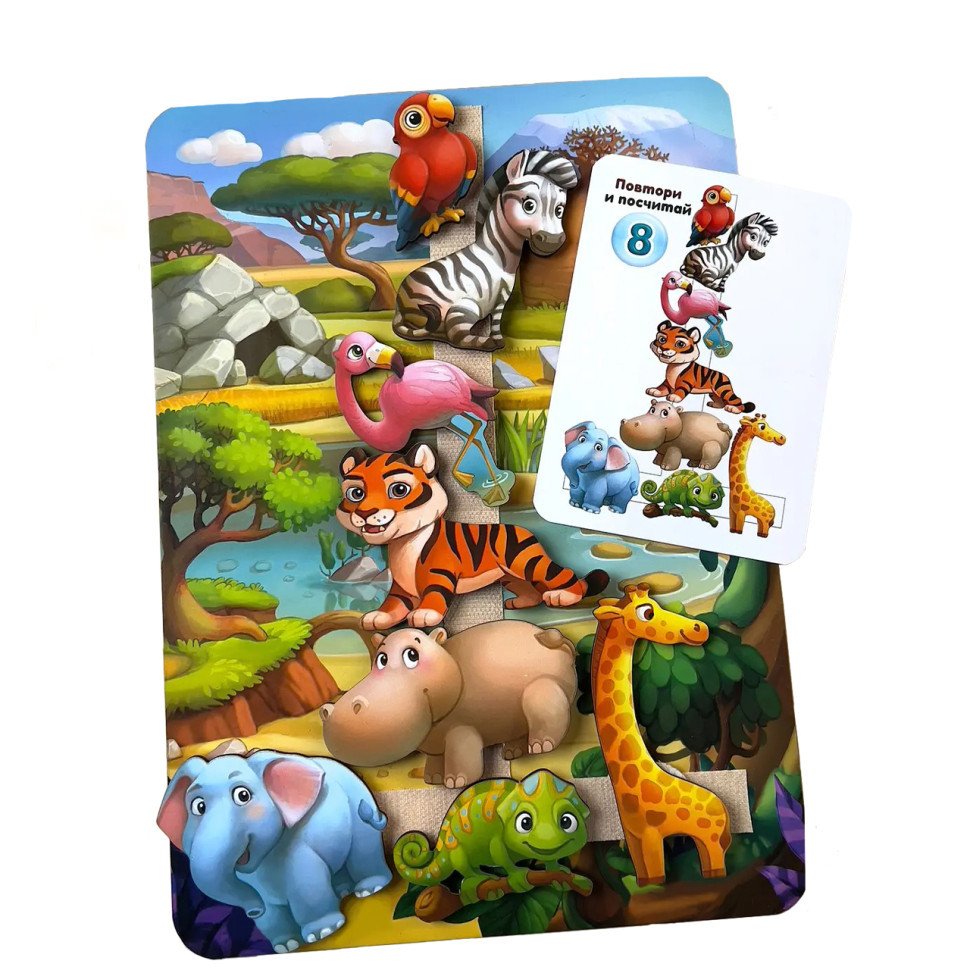 Дерев'яна настільна гра "Повтори по схемі - Африка" Ubumblebees (ПСД178) PSD178 на липучках, фото 1