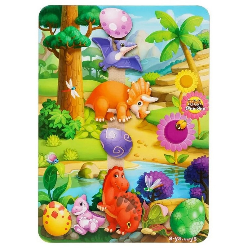 Дерев'яна настільна гра "Долина динозаврів" Ubumblebees (ПСФ038) PSF038 на липучках, фото 1