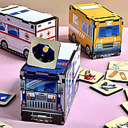 Дерев'яна настільна гра "Слубовий транспорт" Ubumblebees (ПСФ027) PSF027 сортер-комодик, фото 4