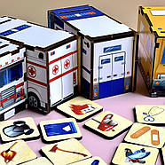 Дерев'яна настільна гра "Слубовий транспорт" Ubumblebees (ПСФ027) PSF027 сортер-комодик, фото 5