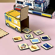 Дерев'яна настільна гра "Слубовий транспорт" Ubumblebees (ПСФ027) PSF027 сортер-комодик, фото 9