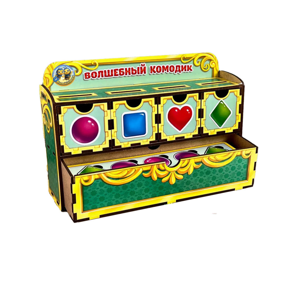 Дерев'яна настільна гра "Фігури" Ubumblebees (ПСД072) PSD072 сортер-комодик, фото 1