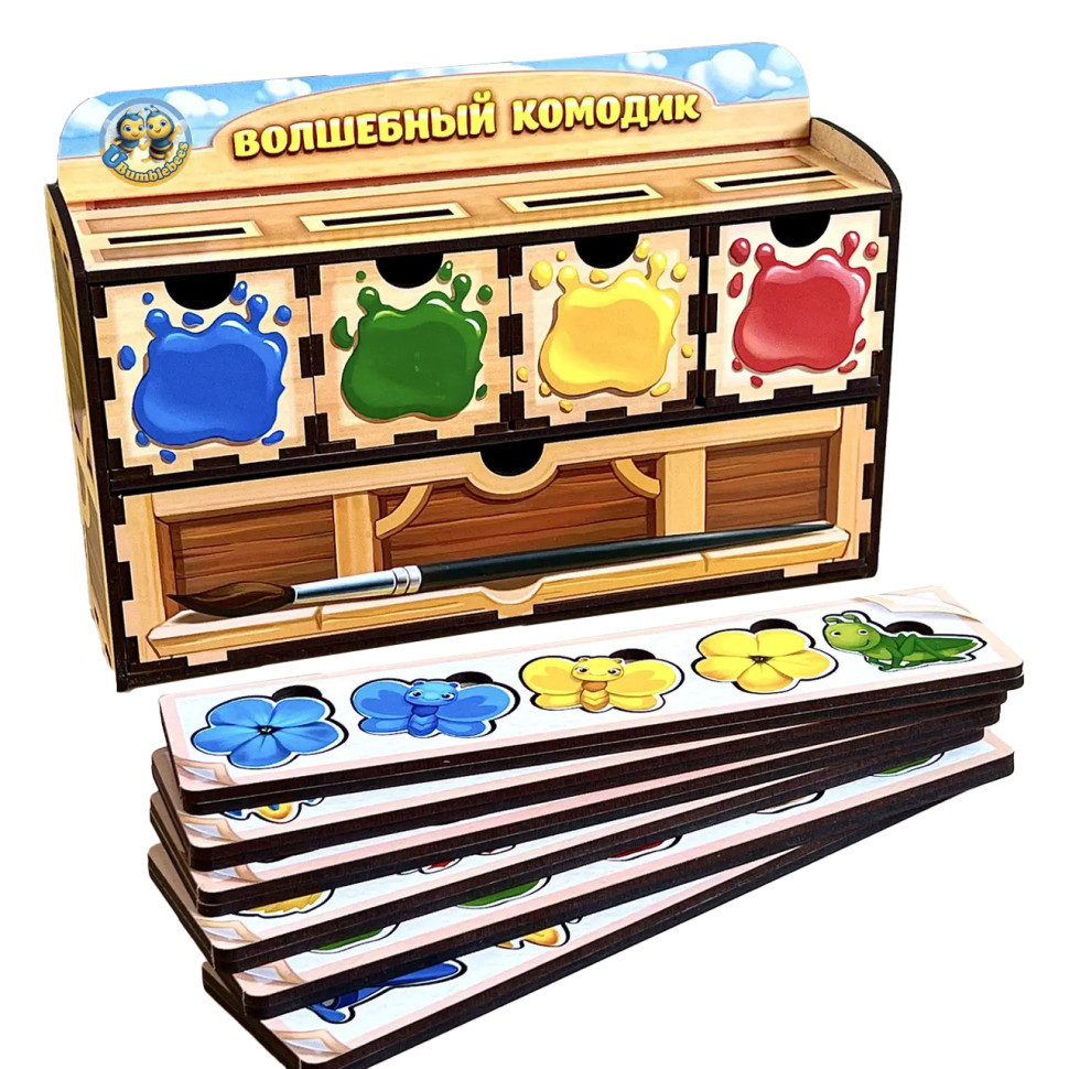 Дерев'яна настільна гра "Квіта" Ubumblebees (ПСД071) PSD071 сортер-комодик, фото 1