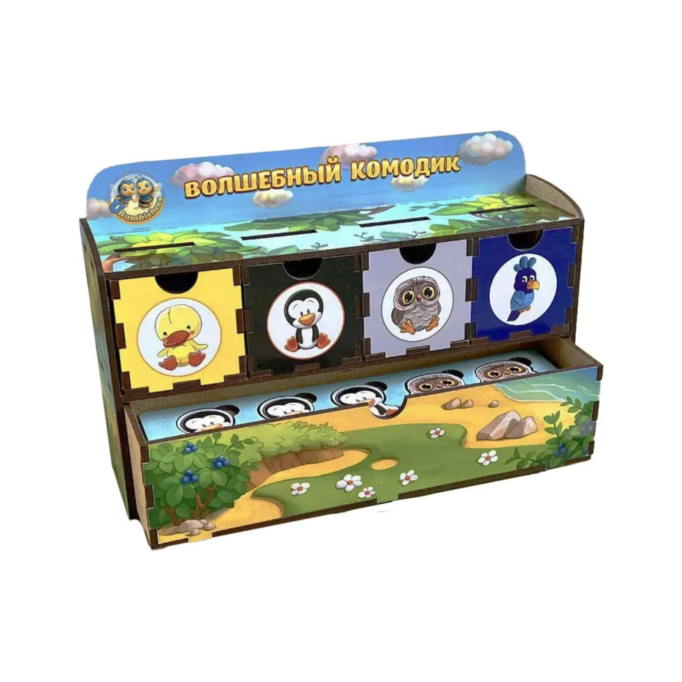 Дерев'яна настільна гра "Птахи" Ubumblebees (ПСД167) PSD167 сортер-комодик, фото 1