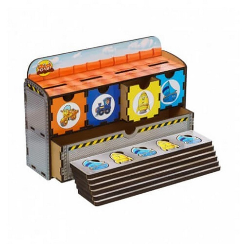 Дерев'яна настільна гра "Транспорт-2" Ubumblebees (ПСД006) PSD006 сортер-комодик, фото 1