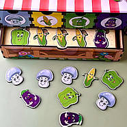 Дерев'яна настільна гра "Овочі -1" Ubumblebees (ПСД007) PSD007 сортер-комодик, фото 7