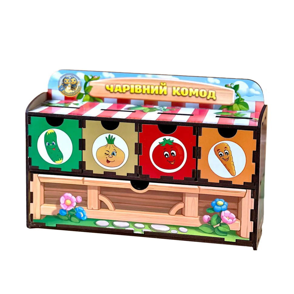 Дерев'яна настільна гра "Овочі -2" Ubumblebees (ПСД008) PSD008 сортер-комодик, фото 1