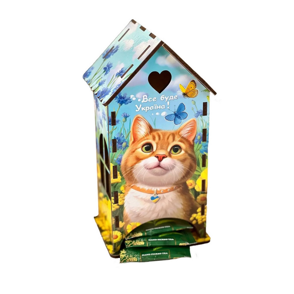 Чайний будиночок "Рижий котик" Ubumblebees (ПСФ156) PSF156 дерев'яний, фото 1