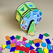 Дерев'яний сортер "Барабан" Ubumblebees (ПСФ135) PSF135 геометричні фігури, фото 3