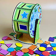 Дерев'яний сортер "Барабан" Ubumblebees (ПСФ135) PSF135 геометричні фігури, фото 7