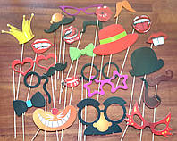 Фотобутафория прикольная губки, усы, очки, шляпки, бабочки, корона 25 предметов