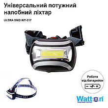 Універсальний потужний світлодіодний ліхтар налобний WATTON WT-317 працює від 3 батарейок ААА топ