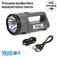 Аккумуляторный светодиодный фонарь-прожектор WATTON WT-603 фонарик с USB кабелем и с функцией PowerBank топ
