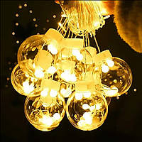 Новогодняя светодиодная гирлянда большие прозрачные шары, красивый уютный мягкий свет 3 метра топ