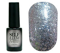Гель-лак для ногтей Naomi Self Illuminated №10 Плотный серебристый с блестками и слюдой 6 мл (6940Es)
