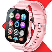 Розумний дитячий GPS-годинник-телефон JETIX DF100 Pro Kids з вібродзвінком, 4G відеодзвінком і ліхтариком (Pink)