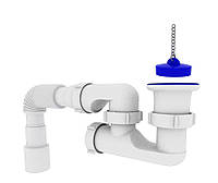 Сифон для ванни Kronoplast 1 1/2 , з ревізією та гнучкою трубкою Ø40 x 40/50 (SR14000033)