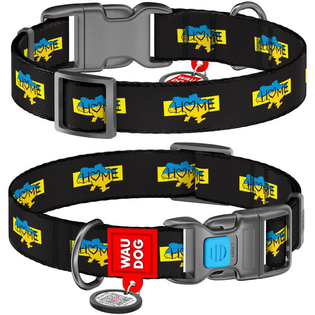 Нашийник нейлон 33-49 см 25 мм Waudog Дім пластикова пряжка Collar для собак, фото 1