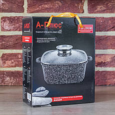 Казан 20 см 3.2 л, квадратне мармурове покриття 1472, фото 4