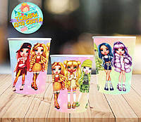 Стаканчики "Рейнбоу хай куклы / Rainbow High Dolls" наклейка бумажные (поштучно) одноразовые