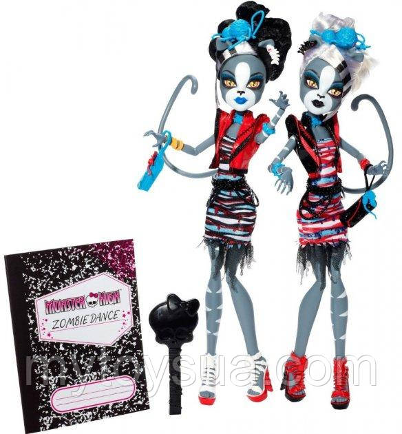 Набір ляльок Монстер Хай Пурсефона та Мяулодія Зомбі Шейк Monster High Meowlody and Purrsephone Zombie Shake