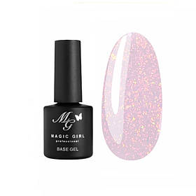 База для гель лаку Magic Girl Base Crush бите скло рожева 8мл