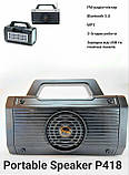 Ліхтар Portable Speaker ліхтар із сонячною панеллю + FM-радіо 8W — P-418, чорний, фото 3