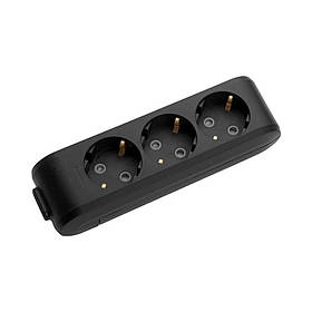 Колодка Panasonic X-tendia чорна із заземленням 3 гнізда з захистними шторками WLTB04302BL-UA