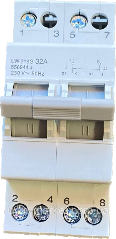 Ручной переключатель ввода резерва 2P 32А 230V I-0-II переключатель ...