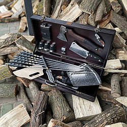 Набір для шашлику подарунковий БУЙВОЛ Gorillas BBQ в дерев'яній коробці BS2